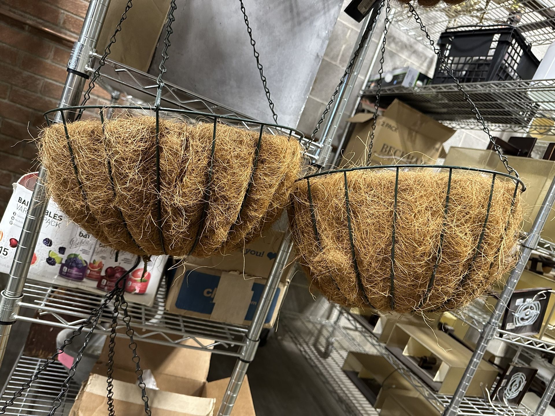 Coconut fiber hanging baskets for gardening
