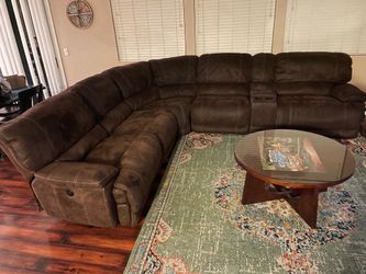 Brown suede sectional couch for sale