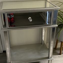 Grey mirrored nightstand 