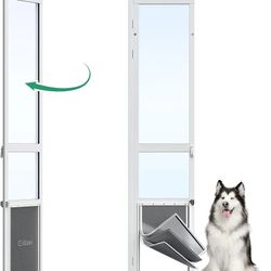 3 Flap XLarge Dog Door for Sliding Glass Door, Openable Pet Door for Sliding Glass Doors, Adjustable 91 7/16" to 96" Slider Height-Pets Up to 220 Lb (