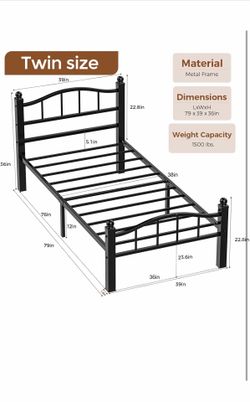 TWIN 14” with headboard and footboard all heavy duty black metal👇CROSSROADS 👇