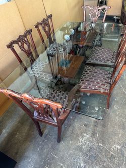 Large Glass Dining Table with 6 Chairs