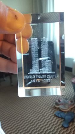 An amazing glass piece... World trade center paper weight