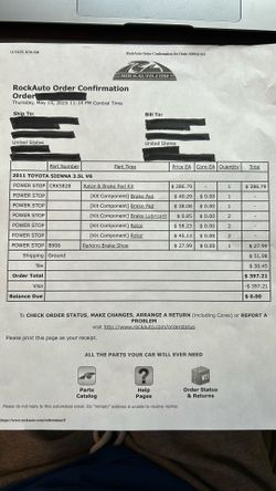 Power Stop BRAKE KIT CRK5828 Toyota Sienna Etc