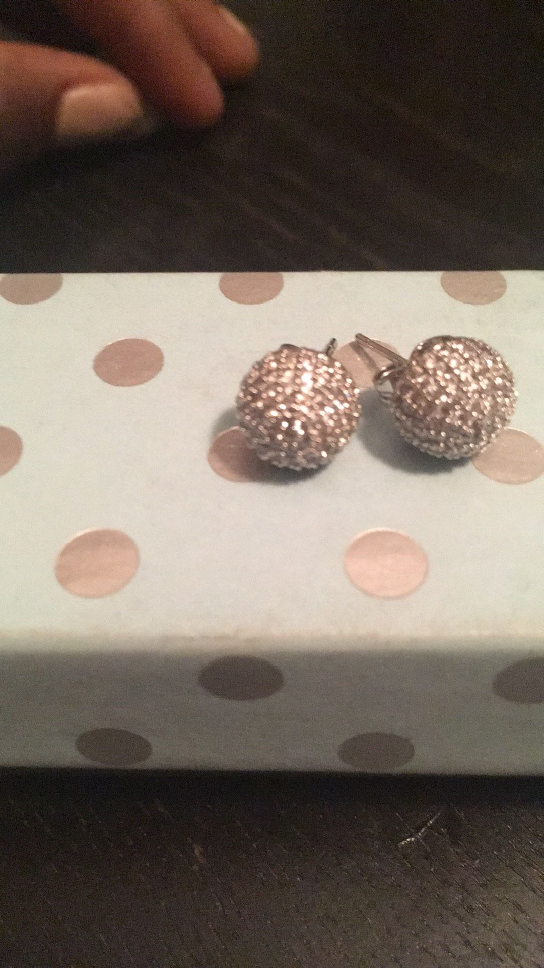 Sterling silver lg dome pave diamond earrings