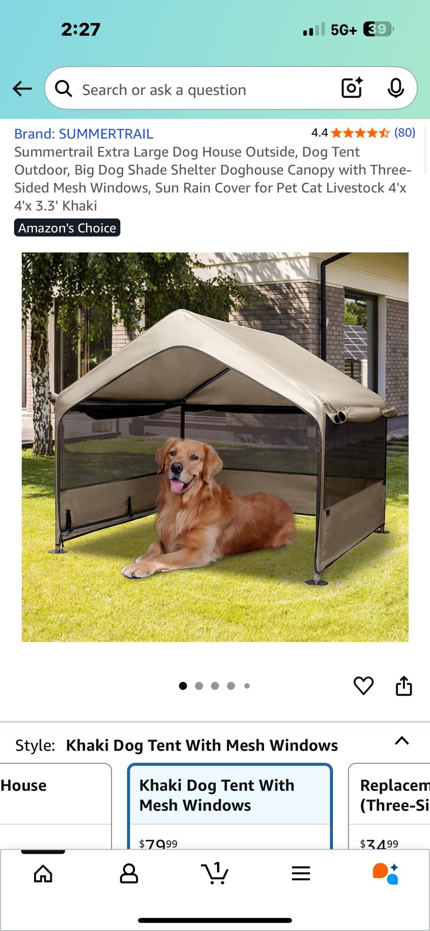 Extra Large Dog House Outside, Dog Tent Outdoor, Big Dog Shade Shelter Doghouse Canopy with Three-Sided Mesh Windows, Sun Rain Cover for Pet Cat Lives