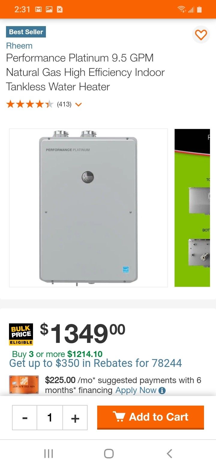 $600 Rheem Tankless Ind. Water Heater NEW (Open Box) for Sale in San  Antonio, TX - OfferUp