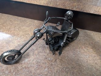 Harley Davidson Chopper Motorcycle Scrap Steel Metal Art Sculpture Bike Rider