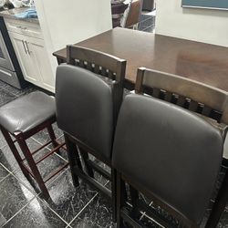 High Dining Table With 2 Folding Chair With Bench
