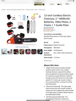 12” cordless CUTIGO chainsaw. $100 new