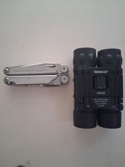 Leatherman and binoculars