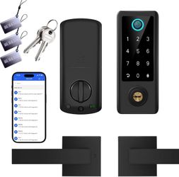 BEBASIA Smart Fingerprint Door Lock with Handle Set, Full App Control, Electronic Digital Touchscreen Keypad, Deadbolt Smart Locks for Front Door, Aut