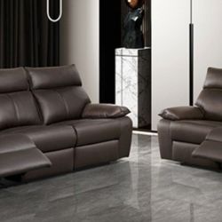 Brand New Brown Leather Reclining Sofa & Loveseat 