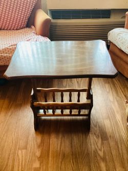 Antique Furniture Table With Magazine Rack Bottom CA 1970