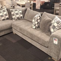 Brand New Grey Super Plush Sectional Sofa (Pillows Included)