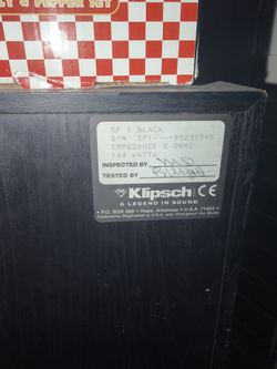 Klipsch SF-1 Synergy Tower Speakers Pair Black — Horn Tweeter, 8 Ohm, 100W