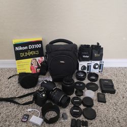 FULL Nikon D3100 + 2 Lenses Beginner Camera Kit