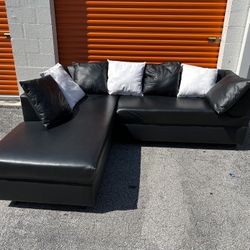 Black Leather Sectional Couch