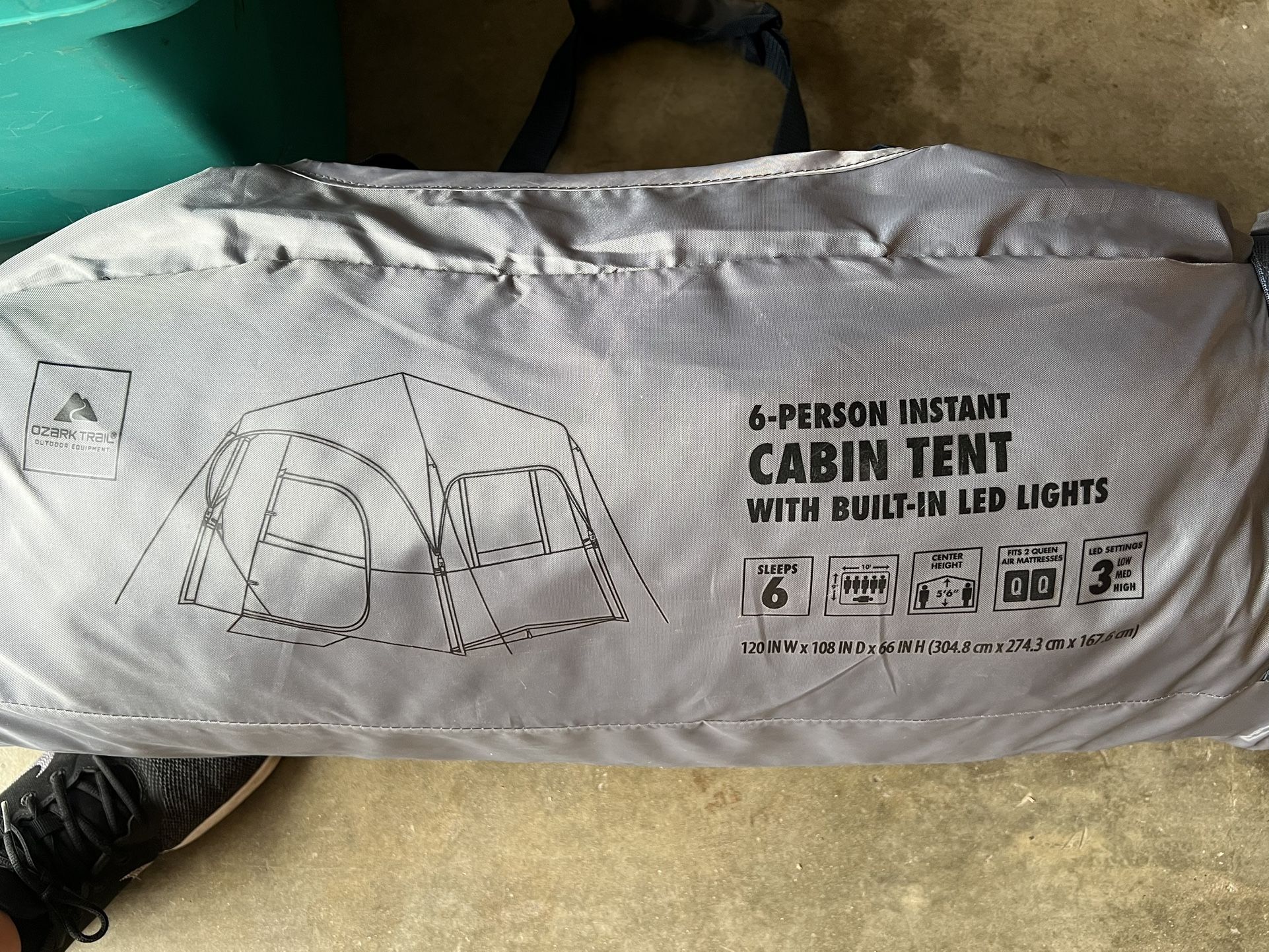 Ozark Trail 6 Person Cabin Tent W/led Lights