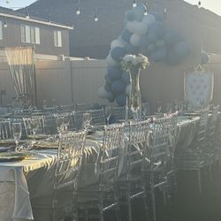Chairs , Tables, throne, chair, candy table, backdrop