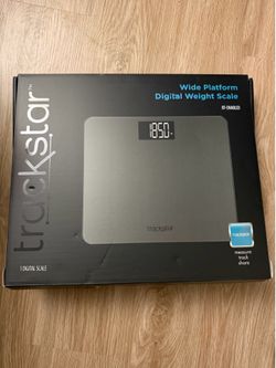 trackstar Wide-Platform Silver Digital Weight Scale | 550 lb Weight Capacity | trackstar Monitoring App | Bluetooth iOS & Android Compatible | Measure