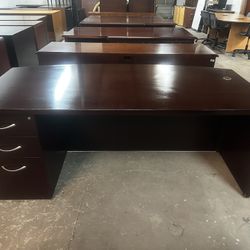 OFFICE/HOME DESK EXECUTIVE DESK WITH FILE CABINET 2 DRAWERS LATERAL WOODEN FILE SET 