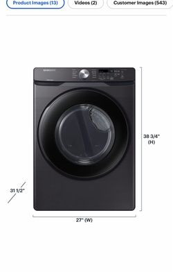 Samsung 7.5 Cu. Ft. Electric Dryer – Black Stainless Steel – Like New + Lifetime Warranty