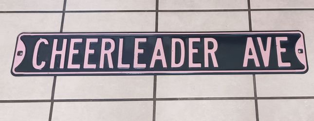 36" X 6 " Cheerleader St Metal Wall Art Street Sign Pink & Black