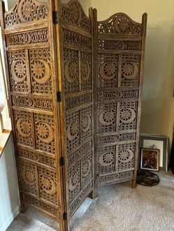 4-panel sun and moon screen room divider