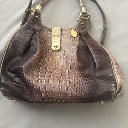 Purple Croc Brahmin Satchel
