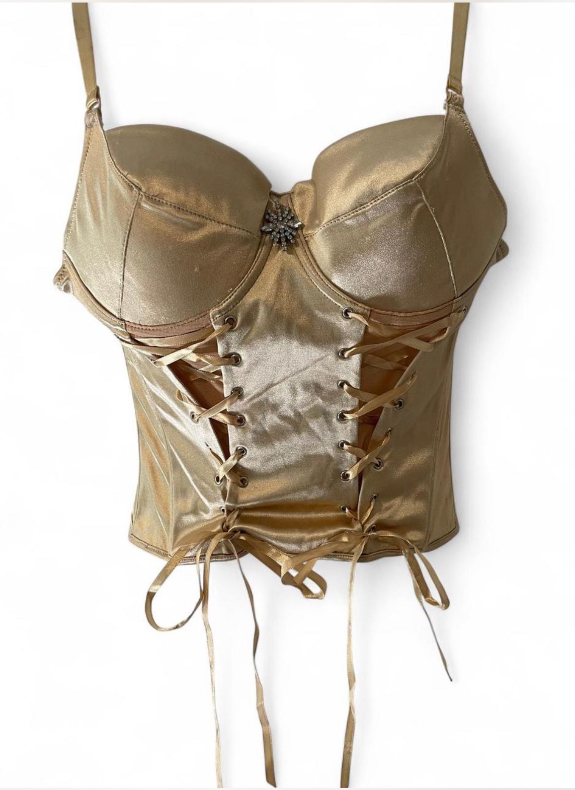 Y2K Corset Gold Top Size L 