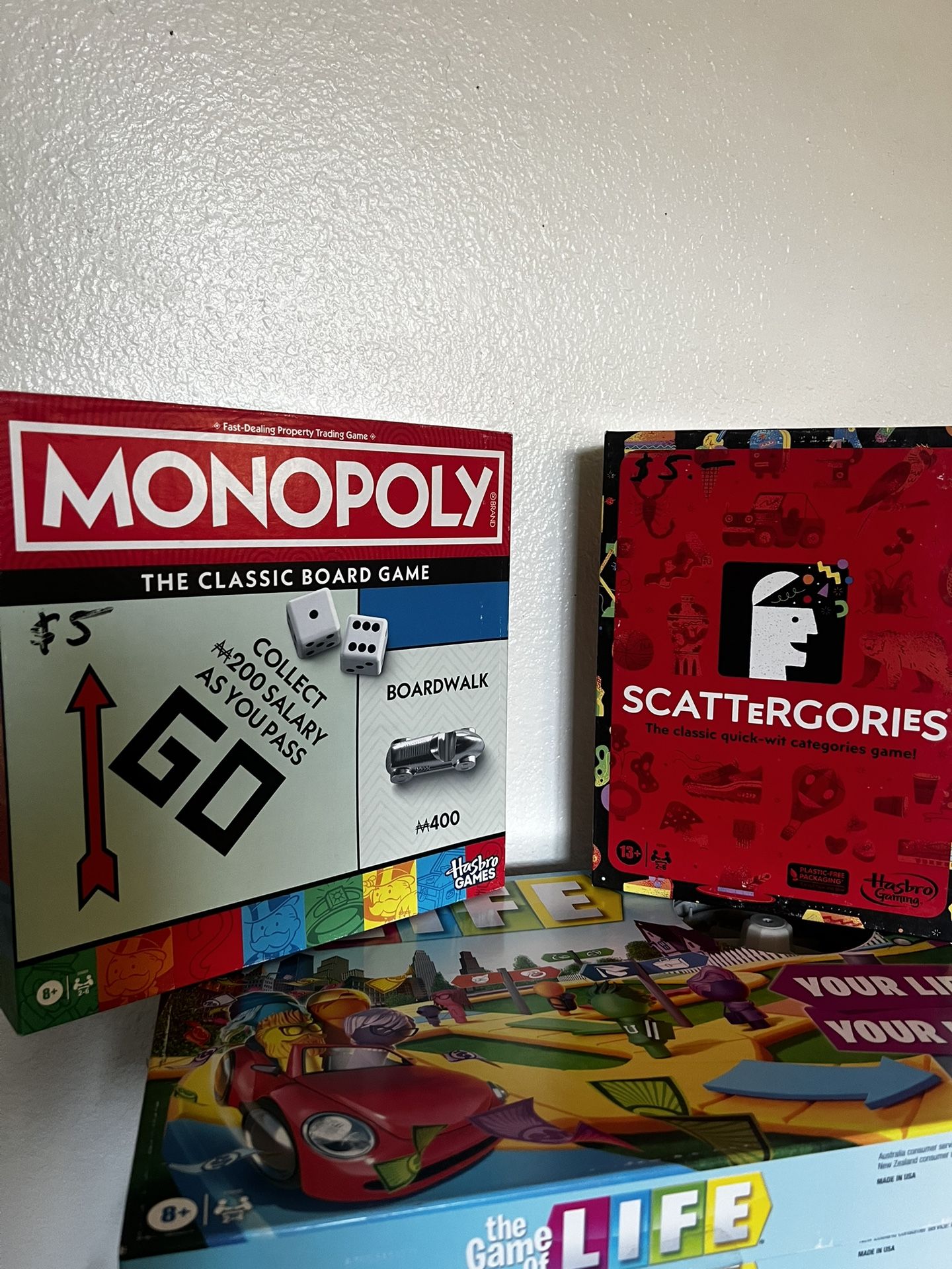 Board Games - Monopoly, The Game Of Life, Scattergories