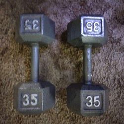 Dumbbell Pair 35lbs Hexagonal Good Condition 