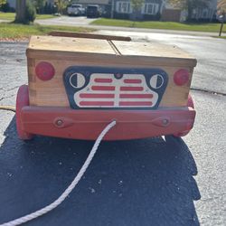 Vintage Wooden Japanese Pull Cart Toy