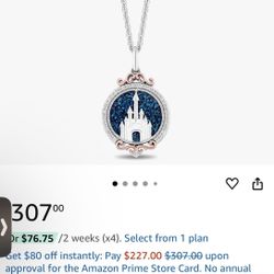 Disney Enchanted 14K Rose Gold Over Sterling Silver with 1/8 CTTW Diamonds Pendant Necklace