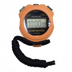 MUSHPORT Digital Stopwatch Silent Sports Timer Split Lap 1/100 Sec Orange YS802C
