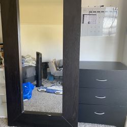 6.5’ Foot Tall Mirror and 6-Drawer Dresser