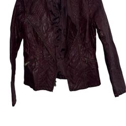 GUESS Los Angeles Women's Faux Leather Moto Jacket Dark Burgundy Size S P2P 17”