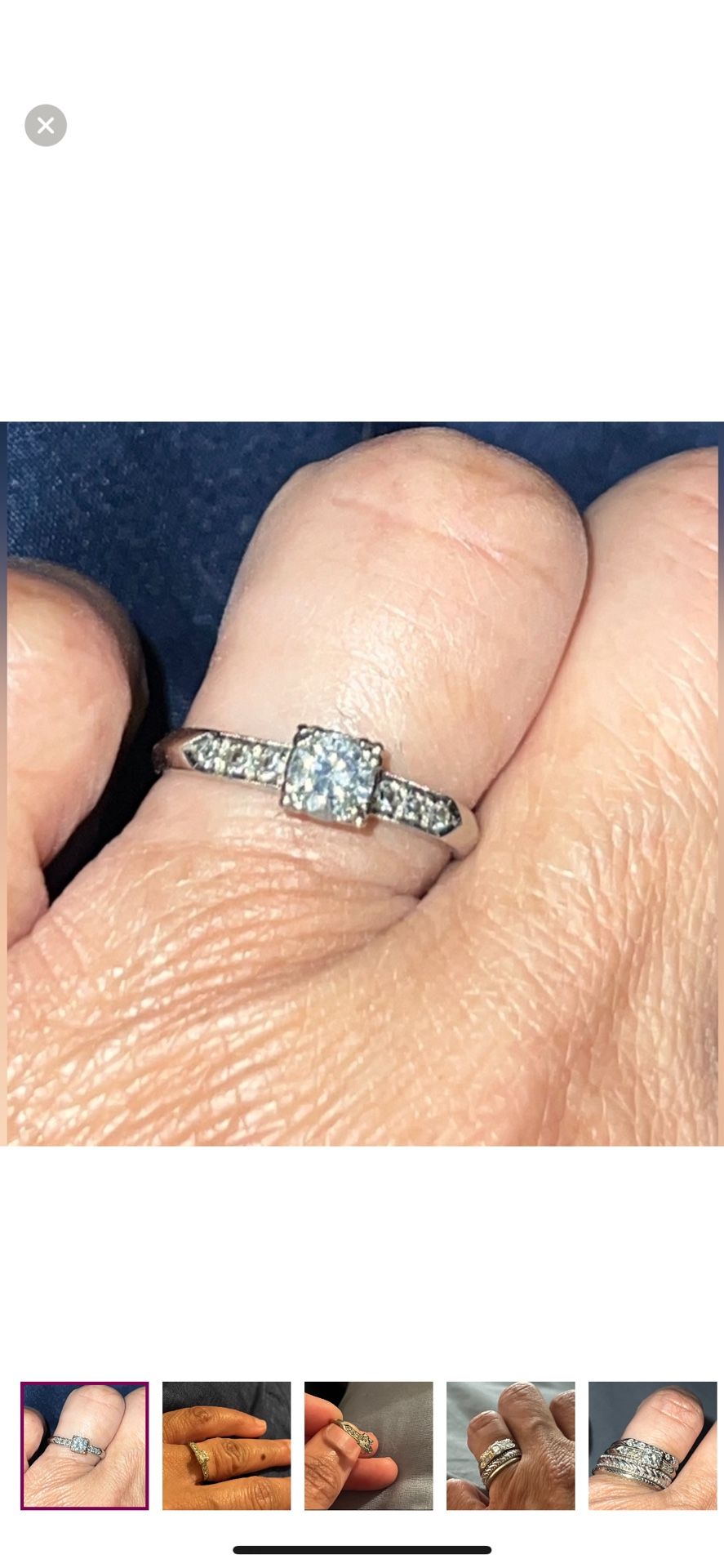 Vintage 18k White Gold Diamond Ring Size 6.5