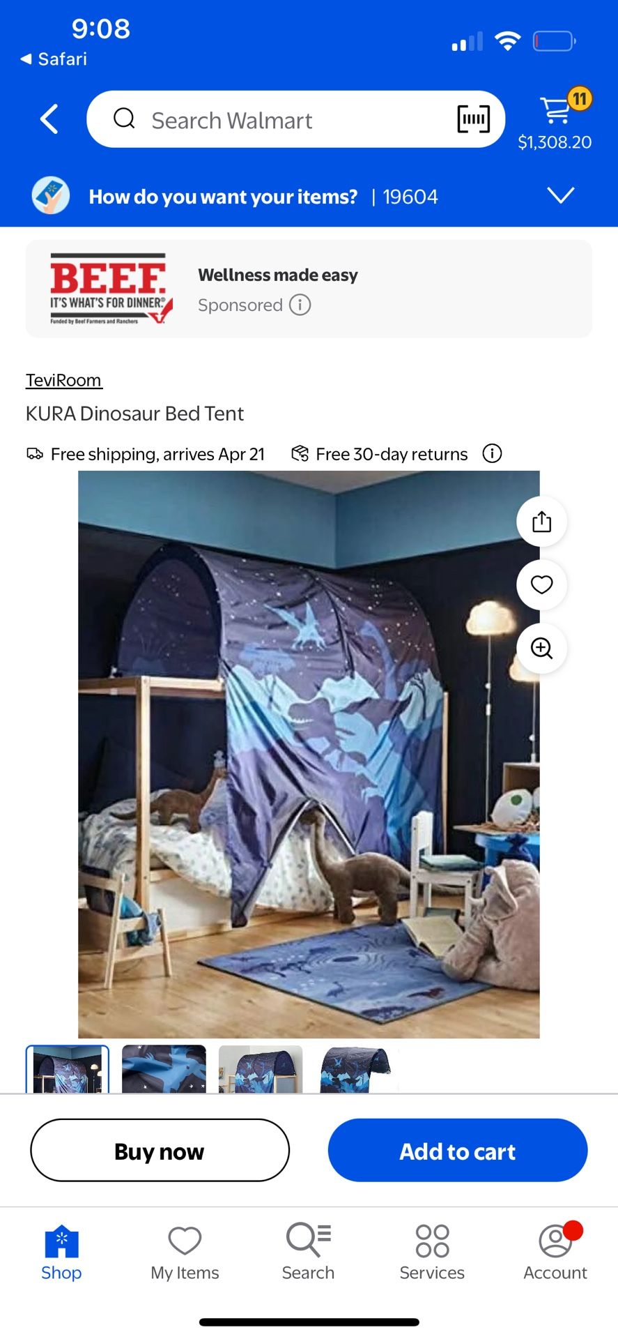 IKEA Loft bed / Bunk bed With Canopy Tent