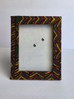 African Inspired Hand Made Multicolor Fabric and Wood Photo Frame  ~ 4x5 Photo
