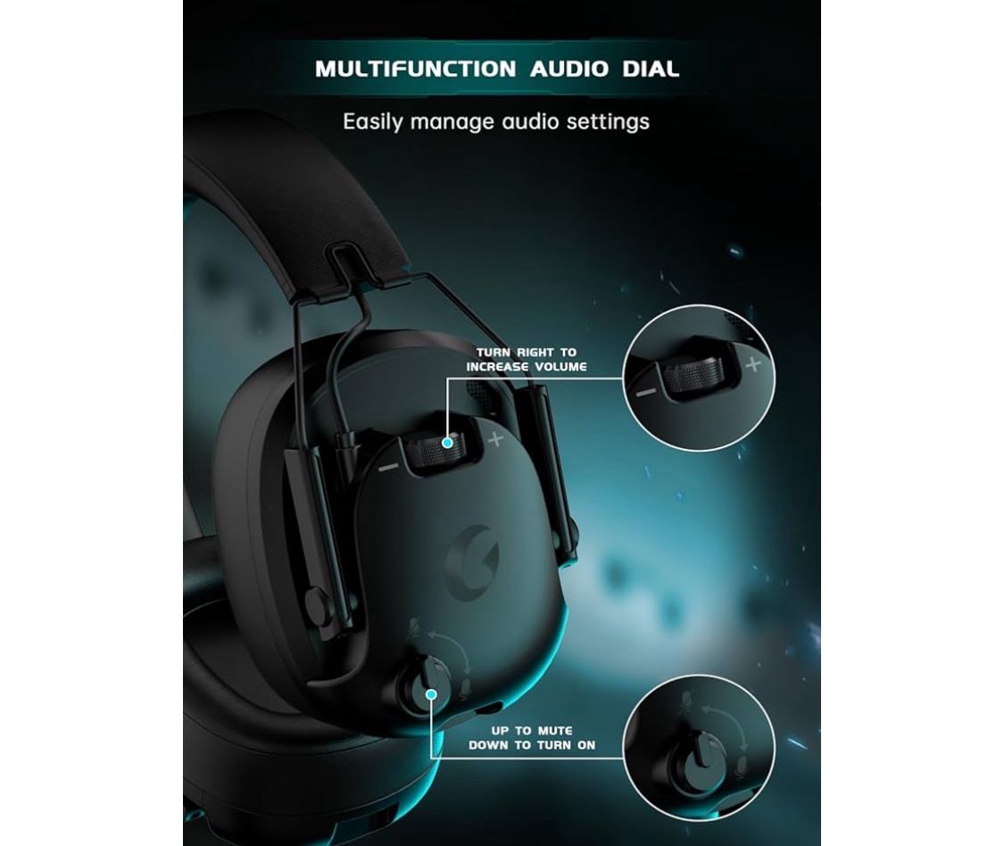 Wireless Gaming Headset for PC, PS5, PS4, Switch, Gaming Headset with Detachable Noise Cancelling Mic, 2.4GHz & Bluetooth 5.3 Dual Connection, 7.1 Sur