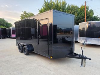 2027 New 7x16 TA Screwless Enclosed Trailer | Blackout | Spoiler Package | .08 polycor | dexter axles | 1181 (BLACK)