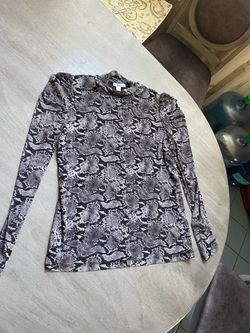 Bar III Snake Print Mock Neck Top