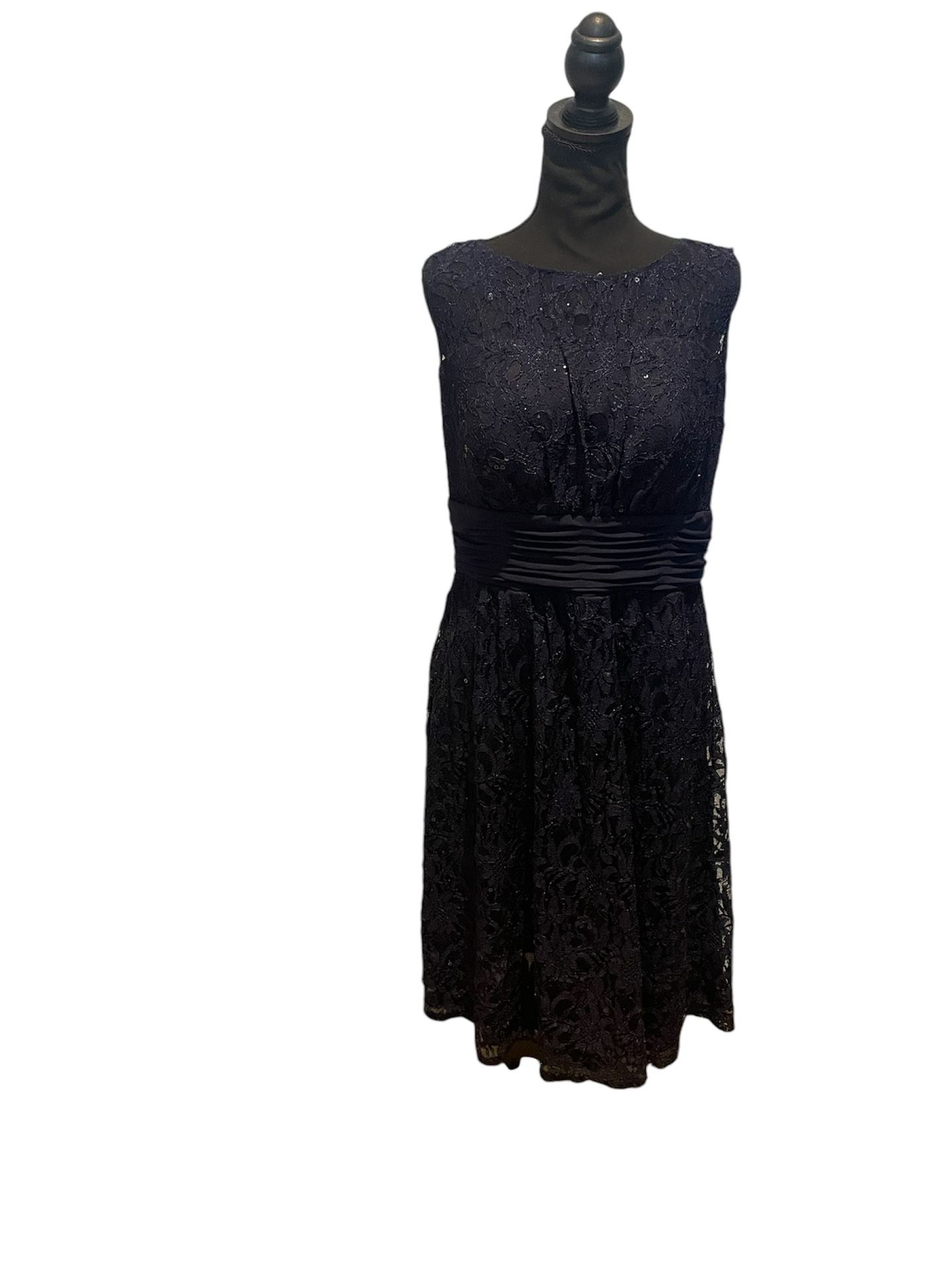 Navy Sleeveless Sequin Mid Length Dress Sangria 16