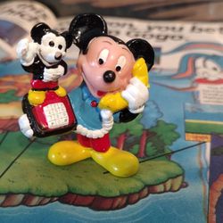 1980's Disney Mickey Mouse Telephone PVC Toy Figure Phone Call 