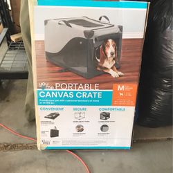 Portable Canvas Dog Crate W Metal Frame,!