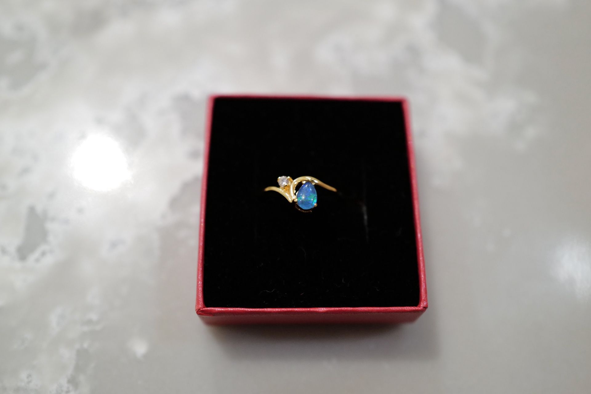 Australian Black Opal & Diamond Ring
