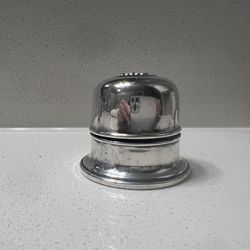 Vintage Silver Played Ring Holder With Blue Velvet Interior 