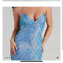 Blue  Sequence Windsor Long  Dress 